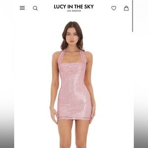 Lucy in the Sky Pink Sequin Halter Dress